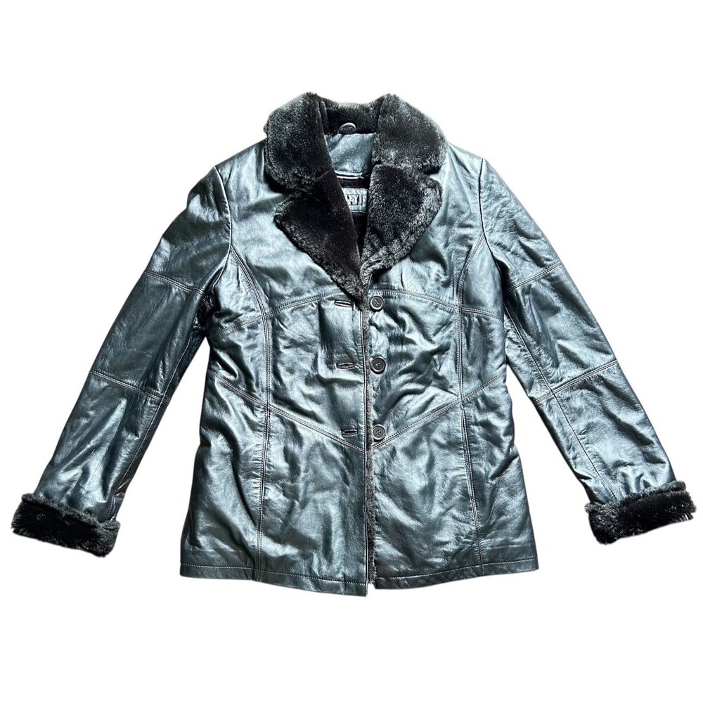 Bromley 100% Black Leather Jacket With Lining Sz Medium